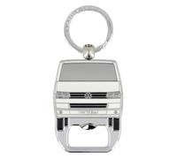 BRISA VW Collection - Volkswagen Portachiavi Vintage in Metallo con apribottiglie/cavatappi, per Chiavi/Zaino/Borsa, Camper T5 Bus Design (Fronte Bus/Bianco)