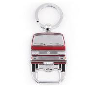 BRISA VW Collection - Volkswagen Portachiavi vintage in metallo con apribottiglie/cavatappi, per chiavi/zaino/borsa, Camper T3 Bus design (Fronte Bus/Rosso)