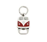 BRISA VW Collection - Volkswagen Portachiavi Vintage in Metallo con apribottiglie/cavatappi, per Chiavi/Zaino/Borsa, Camper T1 Bus Design (Fronte Bus/Rosso)