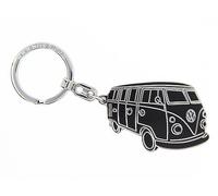BRISA VW Collection Volkswagen Portachiavi vintage in metallo smaltato, per chiavi/zaino/borsa, Campervan Bus T1 design (Silhouette/Nero)