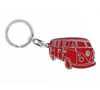 BRISA VW Collection Volkswagen Portachiavi vintage in metallo smaltato, per mazzo di chiavi/zaino/borsa, Campervan Bus T1 design (Silhouette/Rosso)