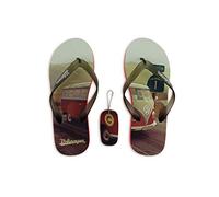 BRISA VW Collection Volkswagen Sandali Infradito Ciabatte Flipflop Campervan T1 Bus Design (Highway 1/Rosso/Taglia XXL)