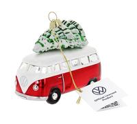 BRISA VW Collection - Volkswagen T1 Samba Bus Decorazioni natalizie in vetro in confezione regalo (rosso con albero)