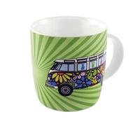 BRISA VW Collection - Volkswagen Tazza in Ceramica da tè, caffè, Latte, Cappuccino, Campervan T1 Bus Design (Love Bus/Verde/370ml)