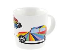 BRISA VW Collection - Volkswagen Tazza in Ceramica da tè, caffè, Latte, Cappuccino, Maggiolino Beetle Design (Strisce/Multicolore/370ml)