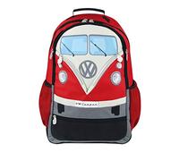 BRISA VW Collection - Volkswagen Zaino retrò casual con porta PC, per scuola/lavoro/outdoor, Campervan T1 Bus design (Fronte Bus/Rosso/30 L/Grande)