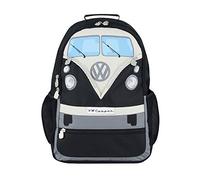 BRISA VW Collection - Volkswagen Zaino retrò casual con porta PC, per scuola/lavoro/outdoor, Campervan T1 Bus design (Fronte Bus/Nero/30 L/Grande)