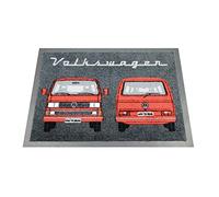 BRISA VW Collection - Volkswagen zerbino Vintage Antiscivolo e Assorbente, per Ingresso, da Interno/Esterno, Camper T3 Bus Design (Rosso/70x50cm)