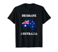 Brisbane Australia Vintage Australia Bandiera Mappa Design Maglietta