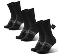 BRISIRA CoolMax Calze Ciclismo Estivi Traspiranti Anti-Vesciche Compressione Calzini Sportivi Uomo Donna per MTB Corsa Trekking - 3 Paia (Bianche, Nere, Blu) - Taglie 35-51