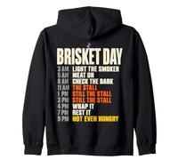 Brisket Day Schedule Funny BBQ Smoker Pitmaster The Stall Felpa con Cappuccio