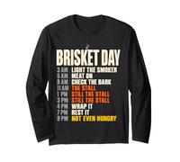 Brisket Day Schedule Funny BBQ Smoker Pitmaster The Stall Maglia a Manica