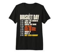 Brisket Day Schedule Funny BBQ Smoker Pitmaster The Stall Maglietta Premium