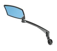 BriskMore Specchio per manubrio bici, lente convessa blu antiriflesso per manubrio piatto, resistente ai graffi, regolabile e girevole, specchietto retrovisore sicuro solo per lato sinistro BT-016LB