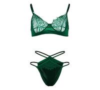 Briskorry Babydoll - Biancheria intima sexy da donna, in pizzo, 2 pezzi, con scollo a V, biancheria intima da notte, seducente
