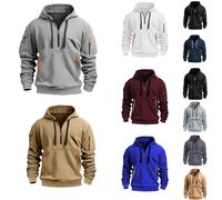 Briskorry Felpa con Cappuccio Uomo Maglione con Mezza Zip Patchwork Pullover Felpa Casual Unicolore Tops Autunno Inverno Maglione con Tasche Hoodie Oversize Hoodie Sport Pile Manica Lunga Hoodies