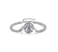Brisskaari Braccialetto unisex con San Michele, Cristoforo, Benedetto, Giuda, Giuseppe, Guadalupe, Angelo Custode, Santa Muerte, in argento Sterling 925, con catena a doppia maglia, 22,9 cm, Regular