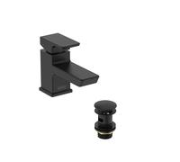 Bristan Miscelatore per lavabo in cobalto con piletta a clicker, colore: nero (COB BAS BLK)