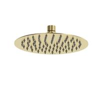 Bristan Soffione doccia a pioggia, rotondo, fisso, sottile, 200 mm, struttura in acciaio inox, ugelli facili da pulire, finitura in ottone spazzolato