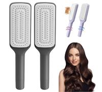 Bristleflex Hair Brush, Bristleflex Brush, Self Cleaning Hair Brush, Easy Clean Hair Brush with Retractable Bristles for Effortless Hair Removal and Cleaning (Gray*2)