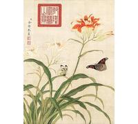 Bristlegrass Puzzle in legno 1000 pezzi dinastia Qing cinese vecchio maestro Yu Zhi capolavori d'arte Daylily e farfalla regali arte da collezione pittura puzzle decorazione per la casa (1000 pezzi)