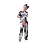 Bristol Novelty 300861M Costume da prigioniero zombie per bambino, bianco e nero, taglia M, per 5 e 6 anni Halloween