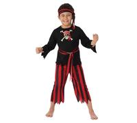 Bristol Novelty 3015593-4000 Costume da pirata per bambini, nero/rosso, età 3-4 anni Halloween