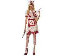 Bristol Novelty 301584L Costume da infermiera sanguinaria per adulti, donna, bianco, rosso, L Halloween