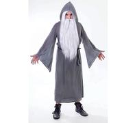 Adulti Mago Mantello Grigio Magia Halloween Fiaba Costume