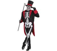 Bristol Novelty AC437 Costume da Scheletro Mister Bone Jangles, Rosso