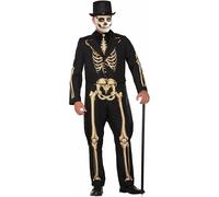Bristol Novelty AC78255 - Costume da scheletro elegante per uomo, vestito nero,