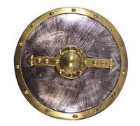 Bristol Novelty-Accessorio | Scudo Armatura Rotonda | da Uomo | 1 Pezzo | Argento e Oro | 48 Cm Warrior Travestimento, Multicolore, One Size, BA1011