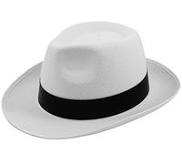 Bristol Novelty Al Capone Cappello Gangster Feltro Trilby Mob Bianco o Nero MICHAEL JACKSON STYLE (BIANCO)