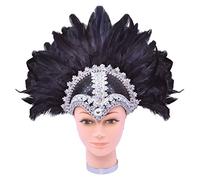 Bristol Novelty Ba072 Casco da Donna con Piume Intrecciate, Taglia Unica, Colore Nero Halloween