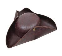 Marrone Antico Look Tricorno Cappello - Unisex Pirata Accessorio Costume