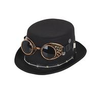 Per Adulto Steampunk Top Cappello Nero Occhiali Ingranaggi Comicon Costume