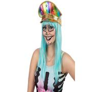 Adulto Festival Militare Arcobaleno Oro Strass Rave Cappello Accessorio Vestito