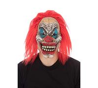 Bristol Novelty Bm577 Maschera Inquietante da Circo con Capelli, Unisex, Bianco, Blu, Rosso Halloween, Carnevale