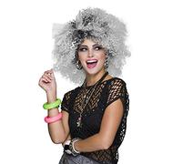 Bristol Novelty BW967 Parrucca bicolore icona pop anni '80, donna, grigio, nero Halloween
