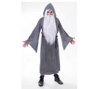 Adulti Mago Mantello Grigio Magia Halloween Fiaba Costume