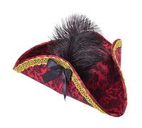Bristol Novelty Cappello da donna rosso tricorno pirata (1 pezzo) - autentico copricapo, perfetto per feste, rievocazioni, Giornata mondiale del libro, festival e altro