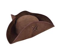 Bristol Novelty Cappello tricorno pirata in tessuto marrone scamosciato (1 pz.) - Design comodo ed elegante, perfetto per feste a tema pirata, Halloween e altro ancora