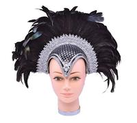 Bristol Novelty- Casco Piuma Nero Gioiello + Plume, Colore, Taglia Unica, BA071