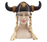 Bristol Novelty -Casco vikingo con trecce - Donna Taglia unica Marrone & Biondo