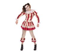Bristol Novelty AF177 Carnevil Clown (femmina) Costume, Donna, Beige, Rosso