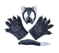 Bristol Novelty - Costume da lupo - Set da 3 (BN1429)