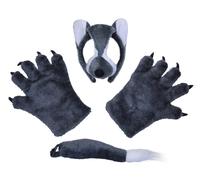 Bristol Novelty - Costume da lupo - Set da 3 Taglia unica Grigio