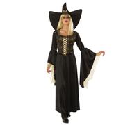 Bristol Novelty Costume da strega con ragnatela nera e oro per adulti, taglia M,
