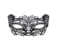 Bristol Novelty Em136 Maschera da Gatto in Filigrana con Pietra, da Donna, Nera Halloween, Carnevale