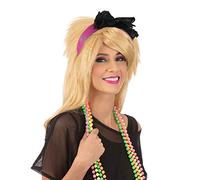 Bristol Novelty- Fascia per Capelli | 80's Neon Lace Pink | 1pz. Accessori per Travestimento, Colore Rosa, Taglia Unica, BA258